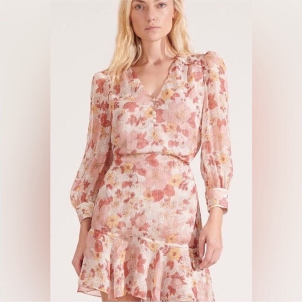 Veronica Beard Cybil Melon Floral Dress Size 6
